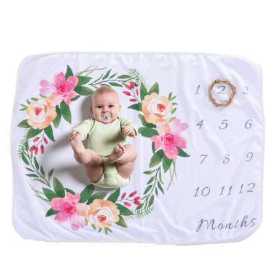 Custom Wholesale Soft Printed Photography Monthly Baby Milestone Blanket