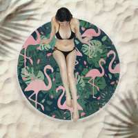 Customise Large High Quality Flamingo Absorbent Printed Round Beach Towel Logo