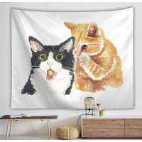 Bravo 100% Polyester Fabric Animal 3D Digital Printed Cat Wall Hanging Tapestry from China