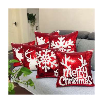 Hot Custom Creative DIY Reversible Pillow Cover Sofa Sequin Christmas Cushion Cover