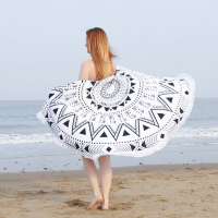 Wholesale Luxury Strong Absorb Printed Microfiber Round Quick Dry Beach Towel With Tassels