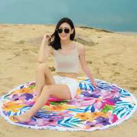 Eco Friendly Absorb Water Soft Yoga Printed Microfiber Round Beach Towel