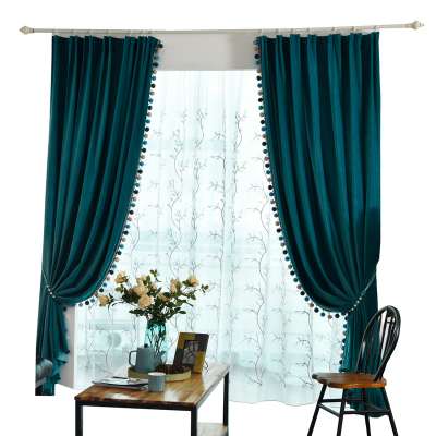 Custom Matt Shade Velvet Curtain Fabric Living Room Hotel Fringe Velvet Curtain Ready Made