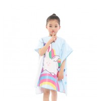 Double Side Velvet Printed Gentle Design Sand Free Microfiber Poncho Beach Towel For Kids