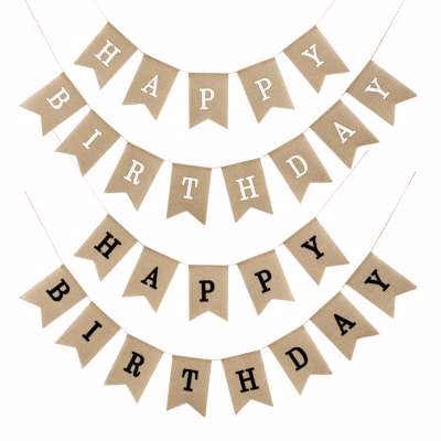 Happy Birthday Party Decorative Hanging Flags Burlap Banner