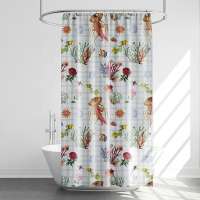 Eco Friendly Blue Ocean Digital Printing Shower Curtain For Bathroom