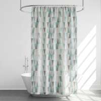 Nordic Geometric Design Waterproof Shower Curtain With Hookless